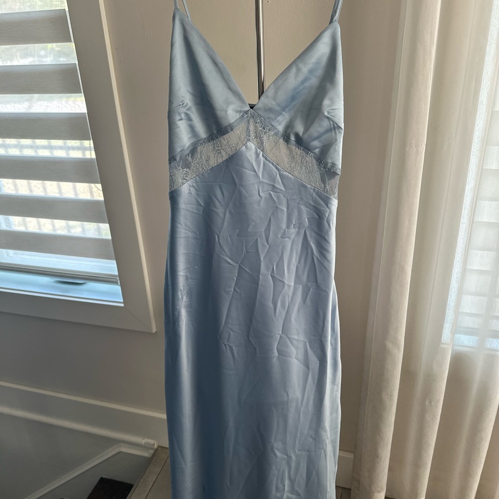 Dynamite Light Blue Chemise with Lace Detail